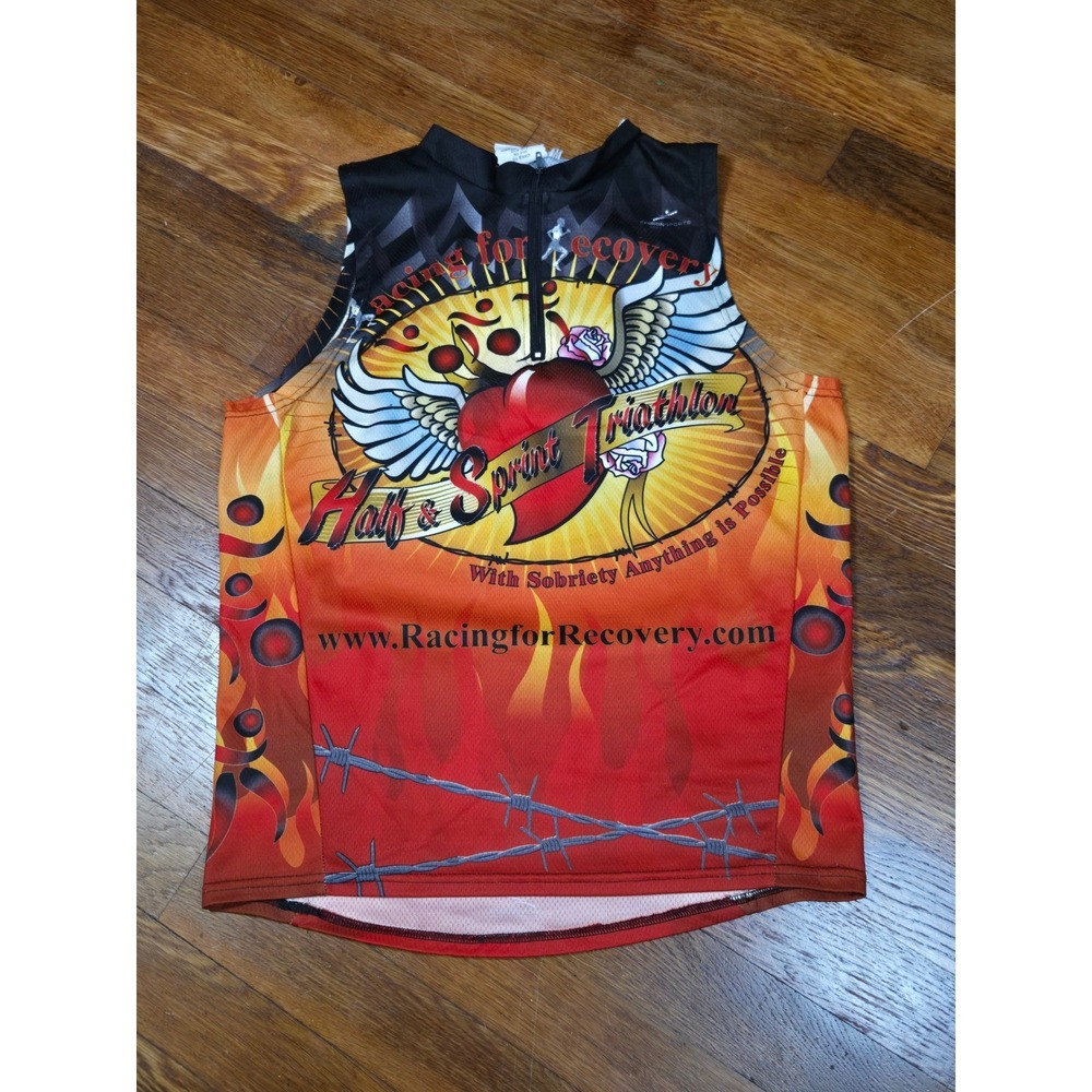 Chiron Sports Racing for Recovery Triathlon Cycling Jersey Sleeveless Red Small